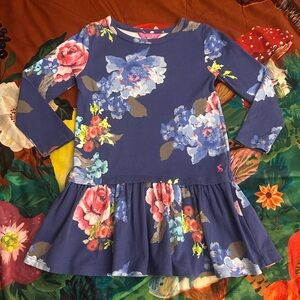 Joules NWOT Blue Floral Kids Dress Size 3-4Y
